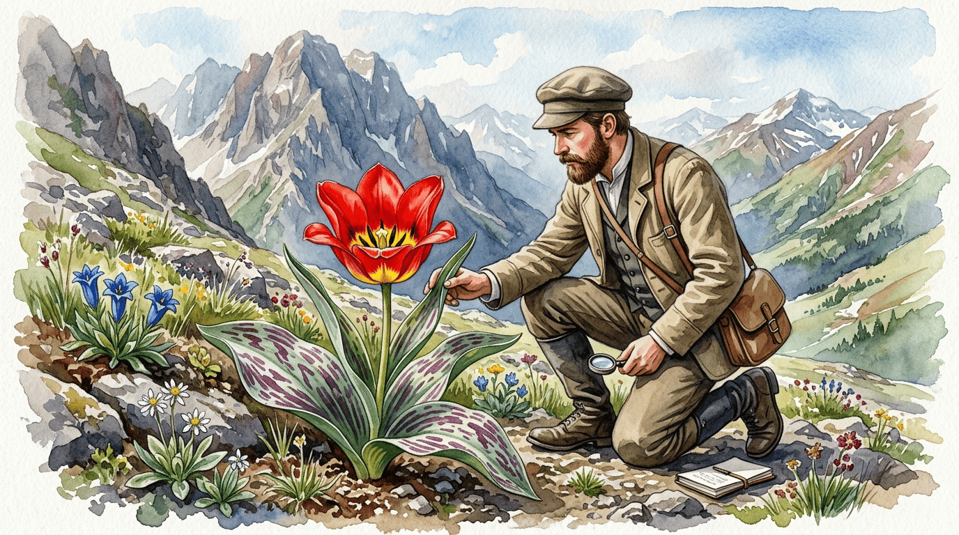 Illustrated historical scene for Greig's Tulip
