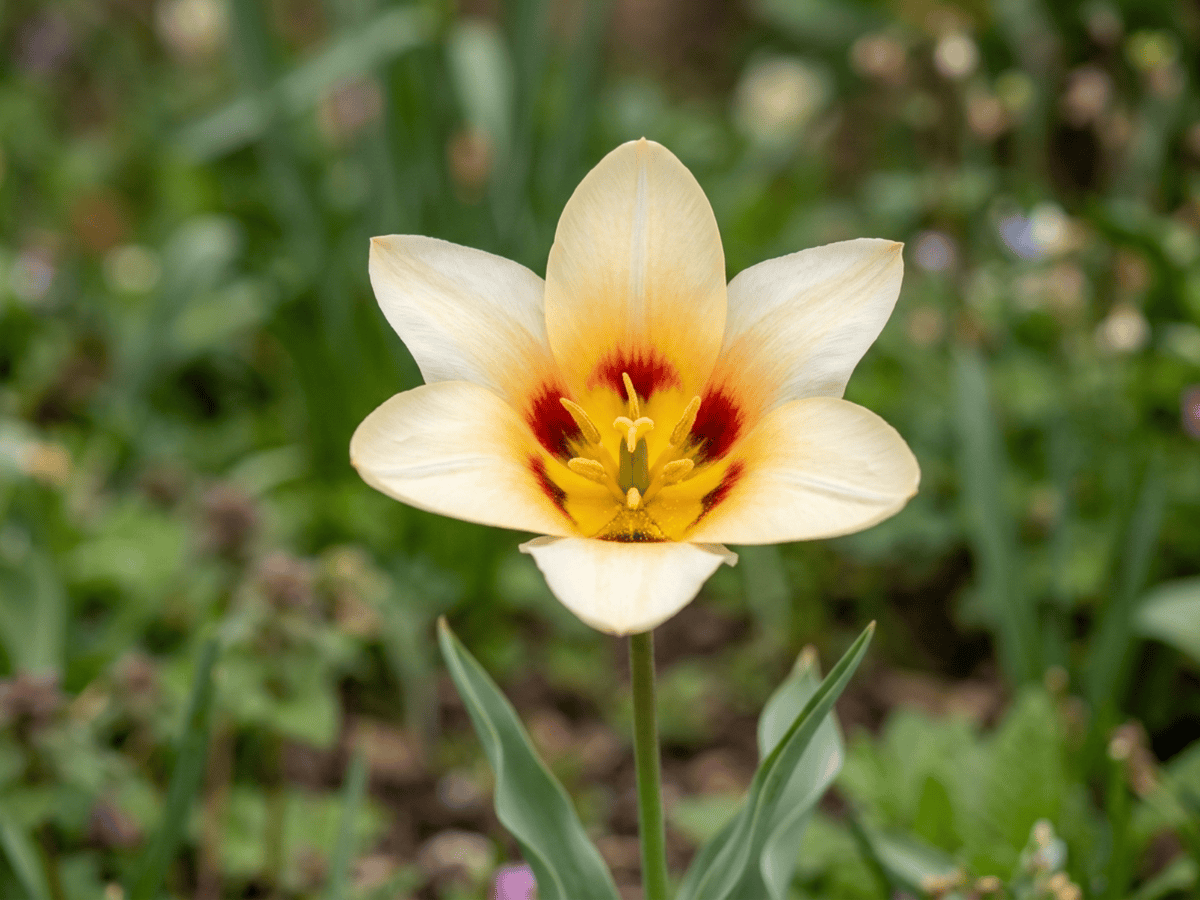 Tulipano ninfea — primo piano di foglie e fiori