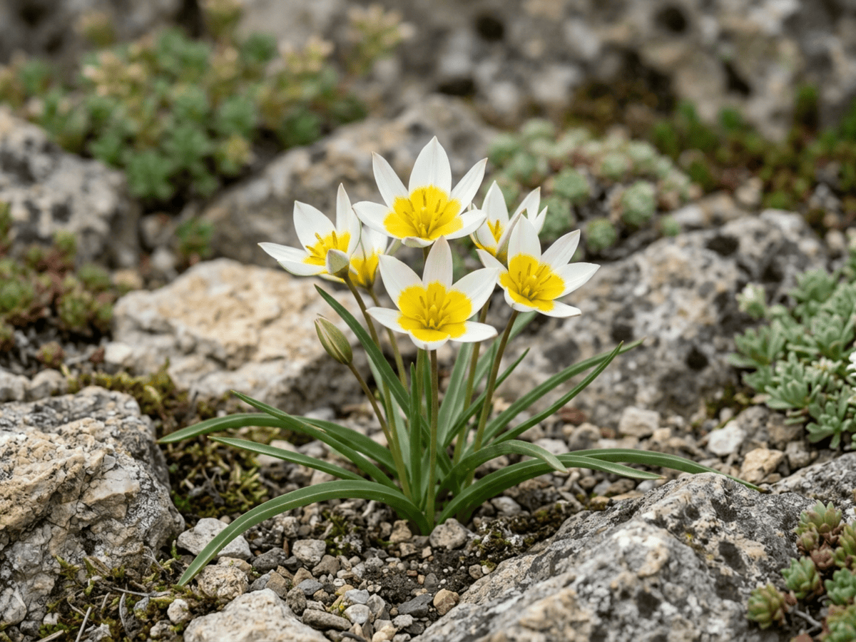 Late Tulip (Tulipa tarda), whole plant