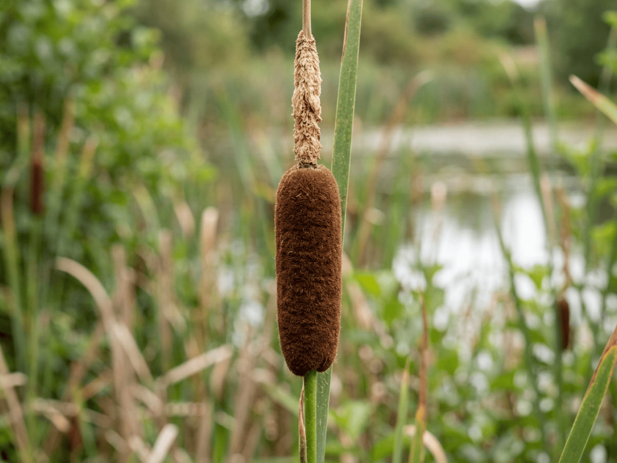 Broadleaf Cattail — close-up of leaves and flowers