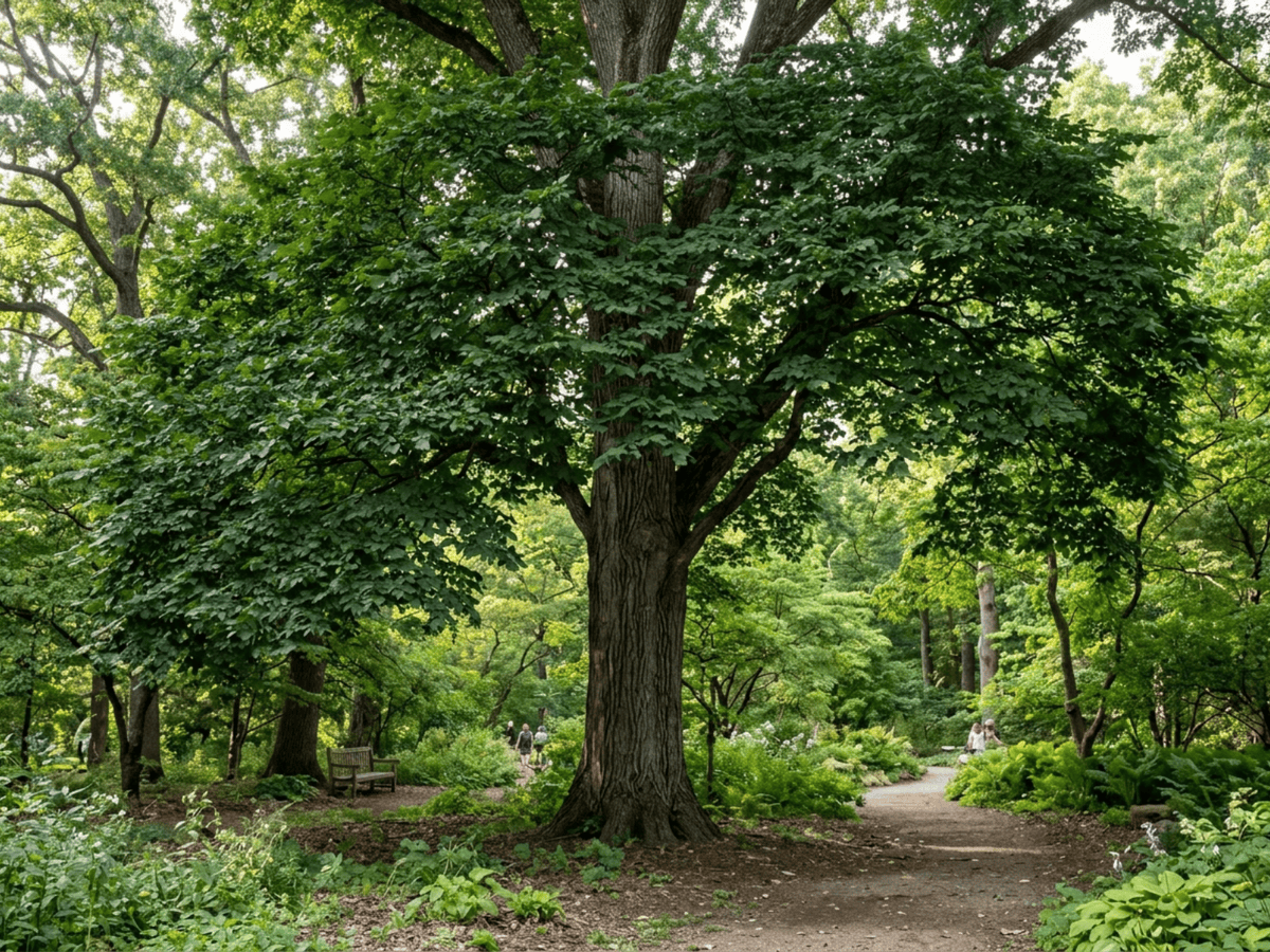 Slippery Elm in a garden setting