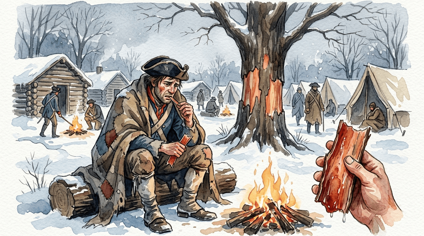 Illustrated historical scene for Slippery Elm