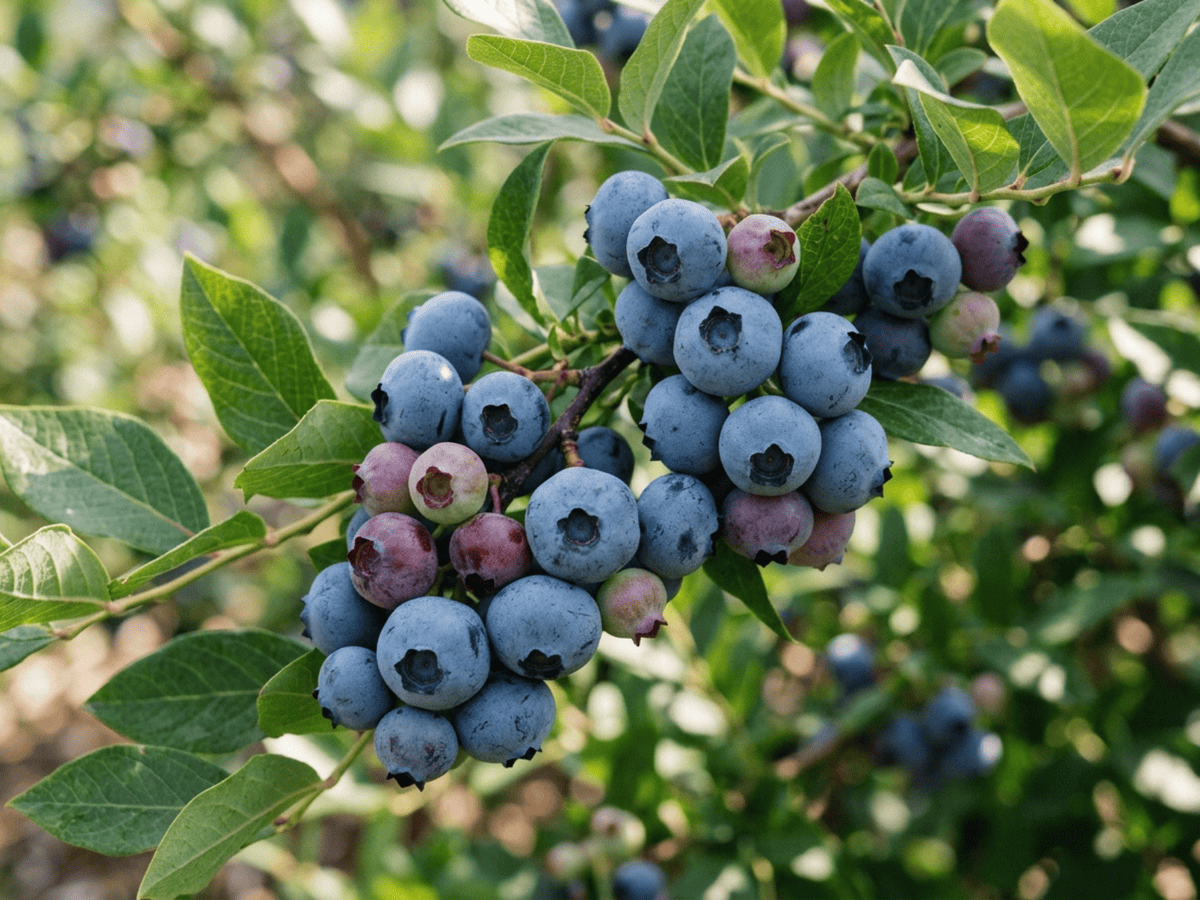 Arándano azul — primer plano de hojas y flores