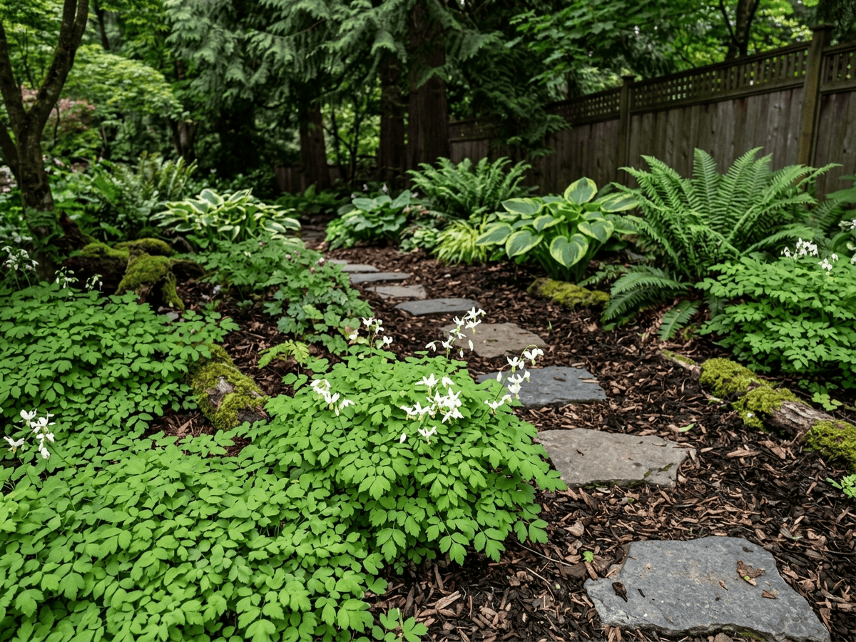Vancouveria à six étamines dans un jardin