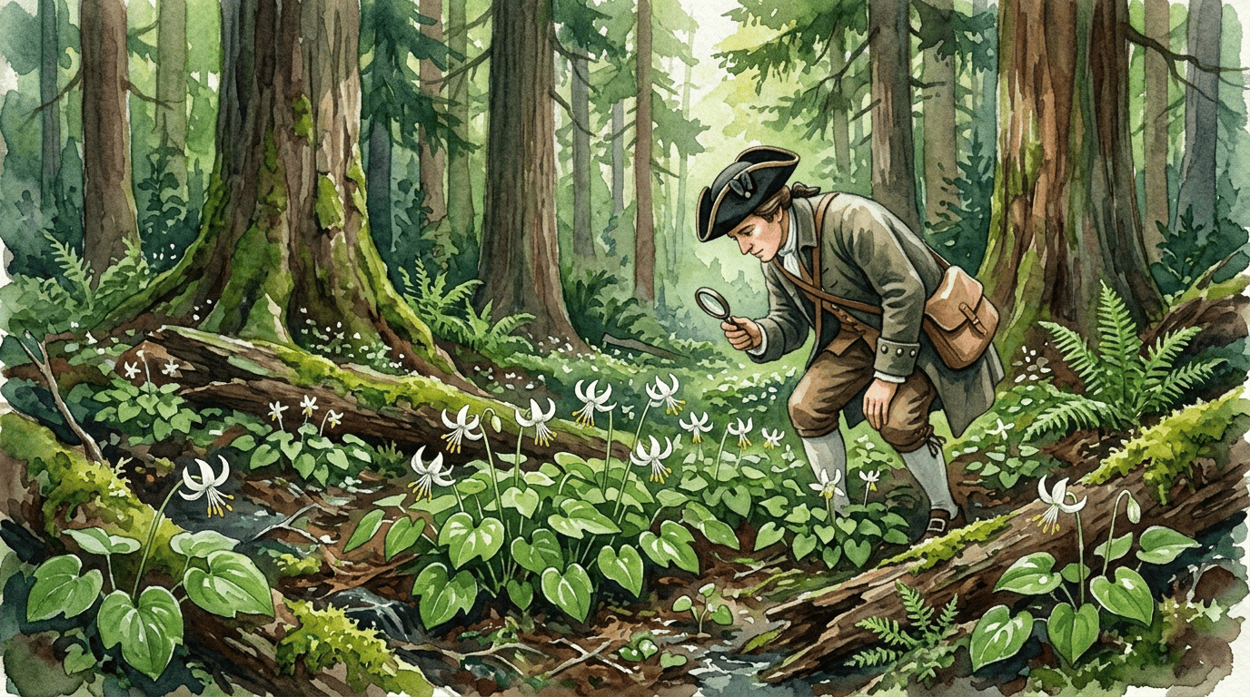 Scène historique illustrée pour Vancouveria à six étamines