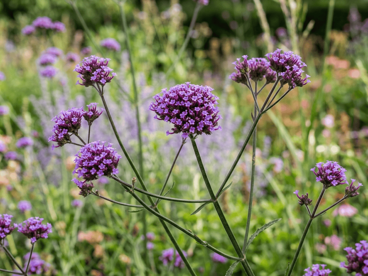 Verveine de Buenos Aires — gros plan sur feuilles et fleurs