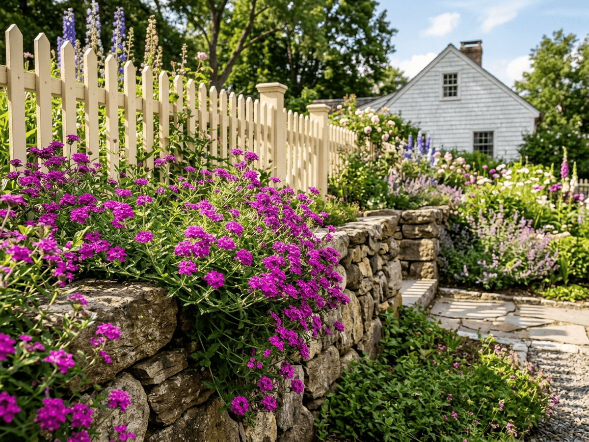 Verbena rosa en un jardín