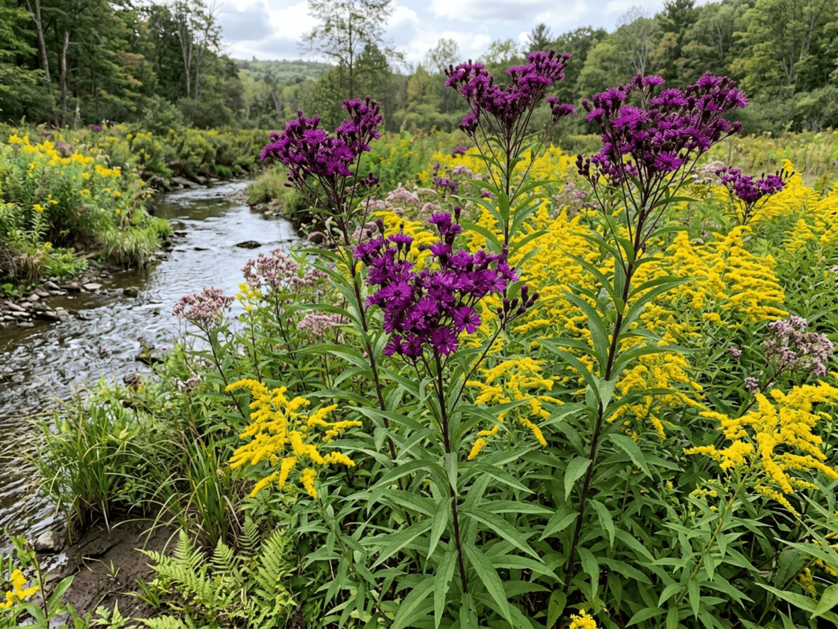 vernonia de Nueva York en un jardín