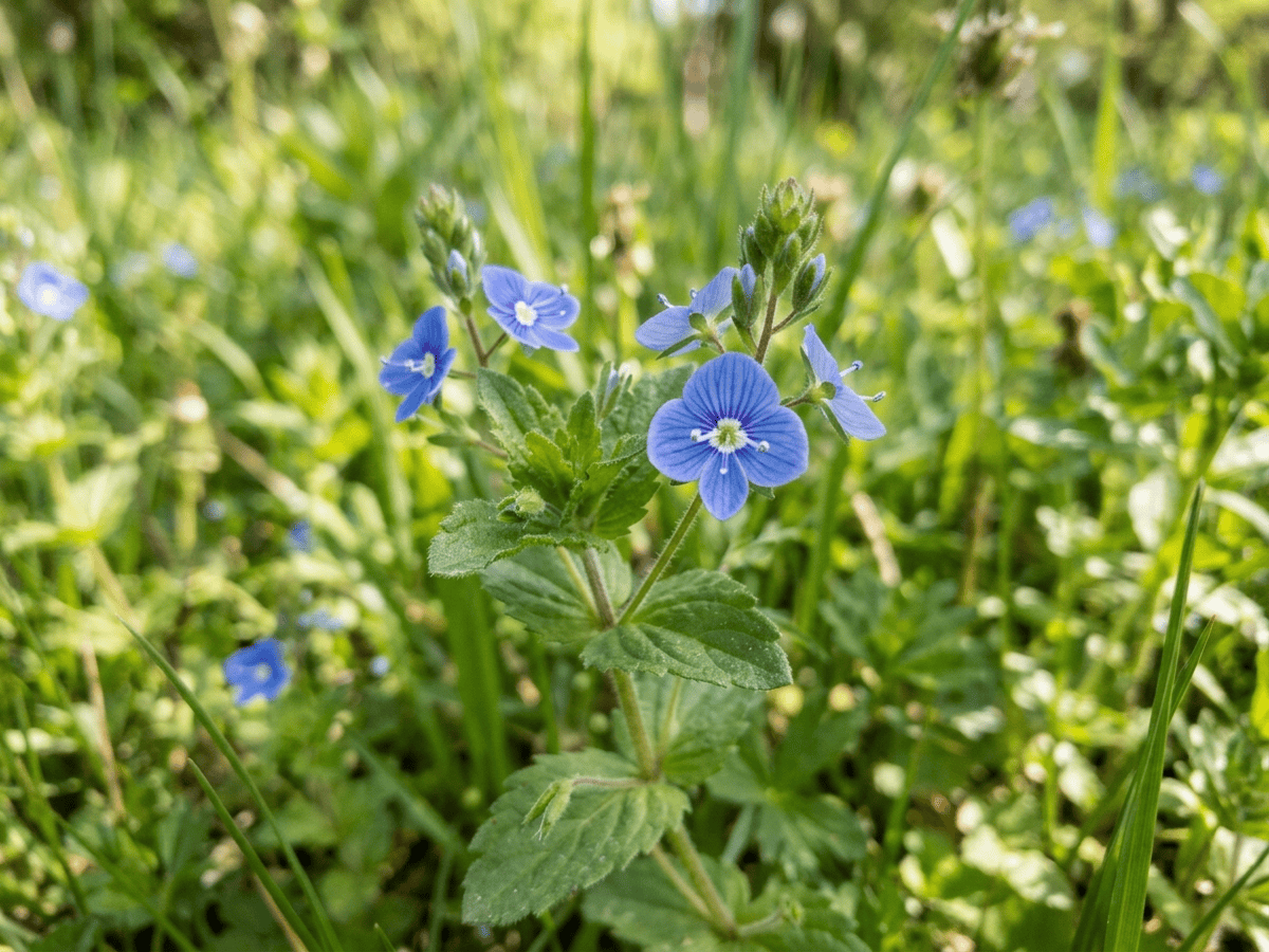 Bird's-Eye Speedwell — close-up of leaves and flowers