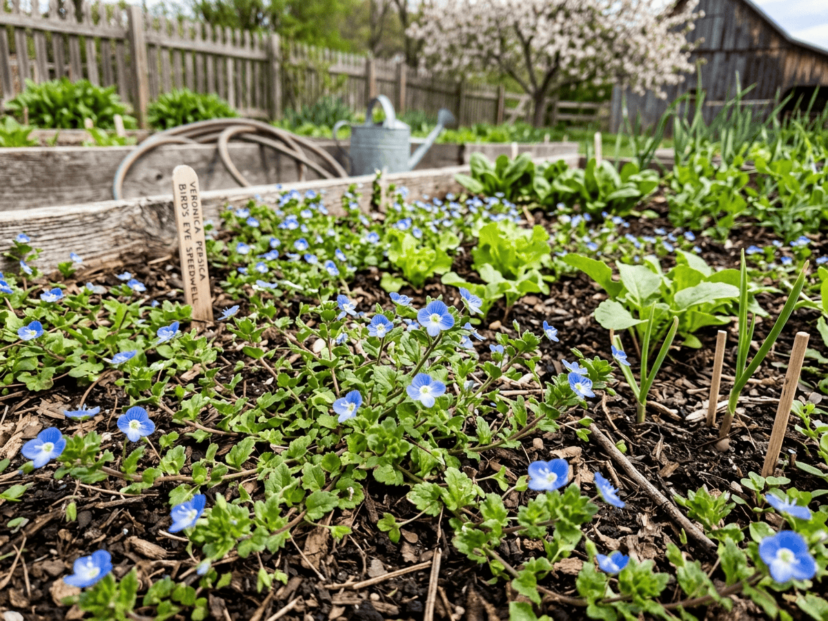 Bird's-Eye Speedwell in a garden setting