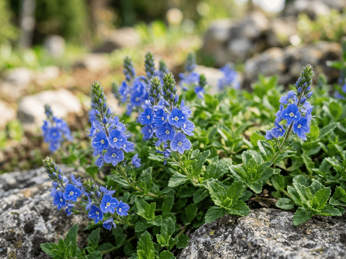 Prostrate Speedwell — close-up of leaves and flowers