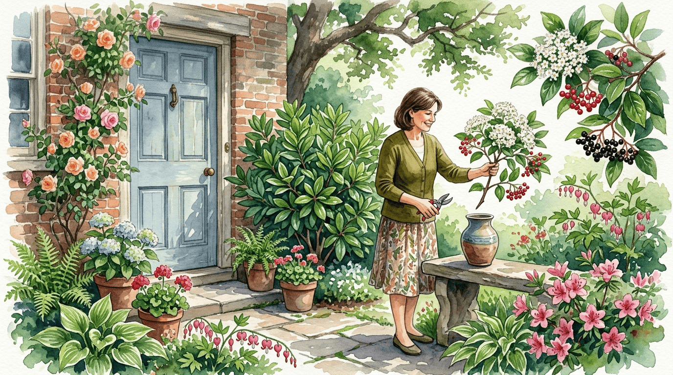 Illustrated historical scene for Japanese Viburnum