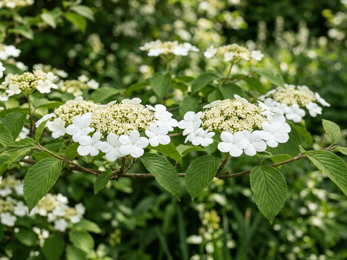 Japanese Snowball — close-up of leaves and flowers