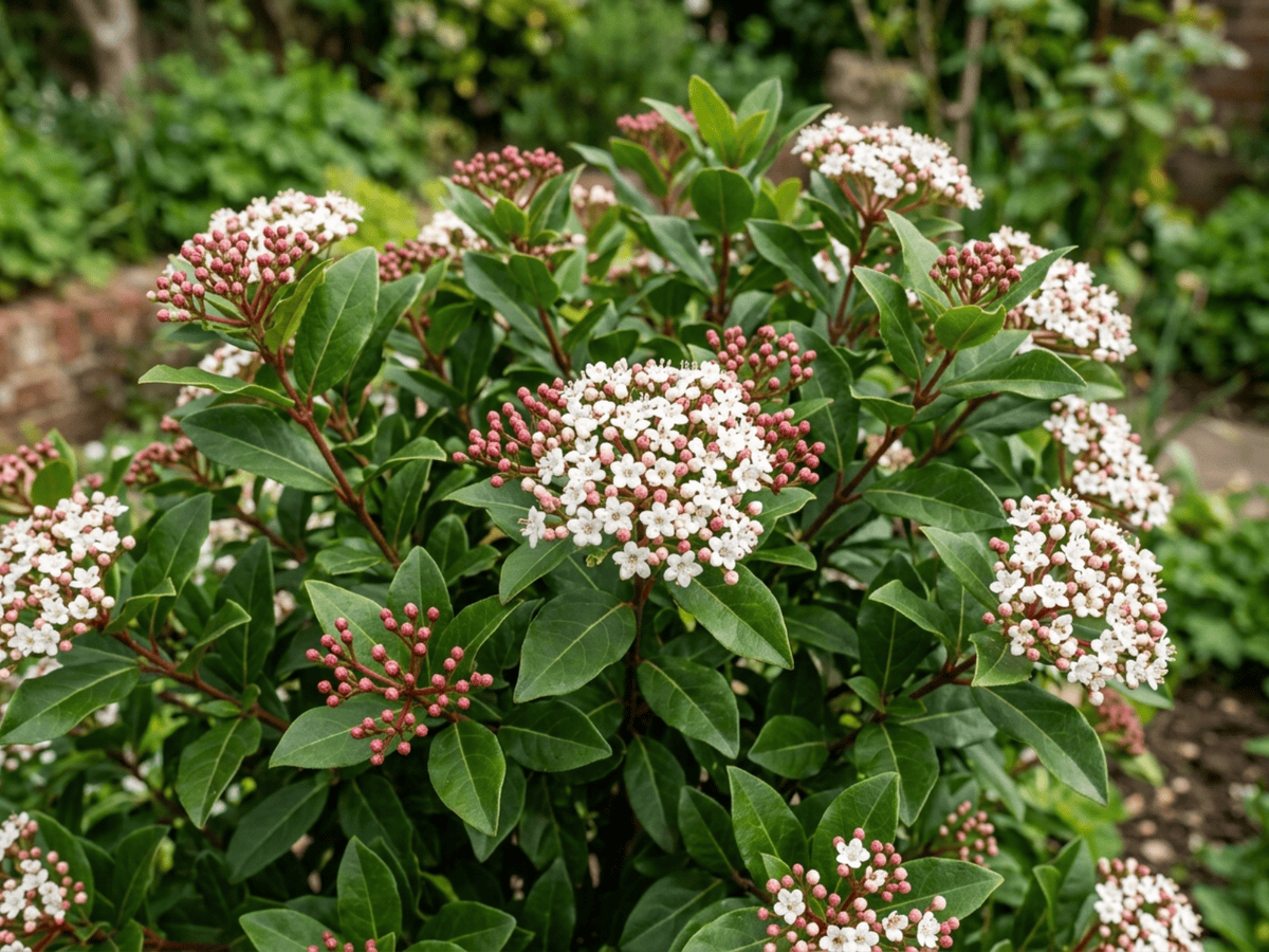 Laurustinus Viburnum (Viburnum tinus), whole plant