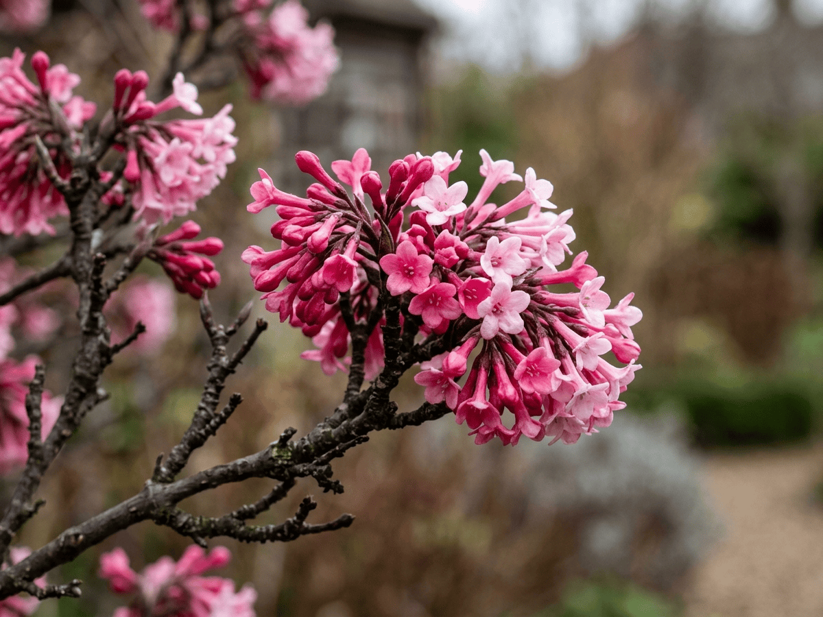 Dawn Viburnum — close-up of leaves and flowers