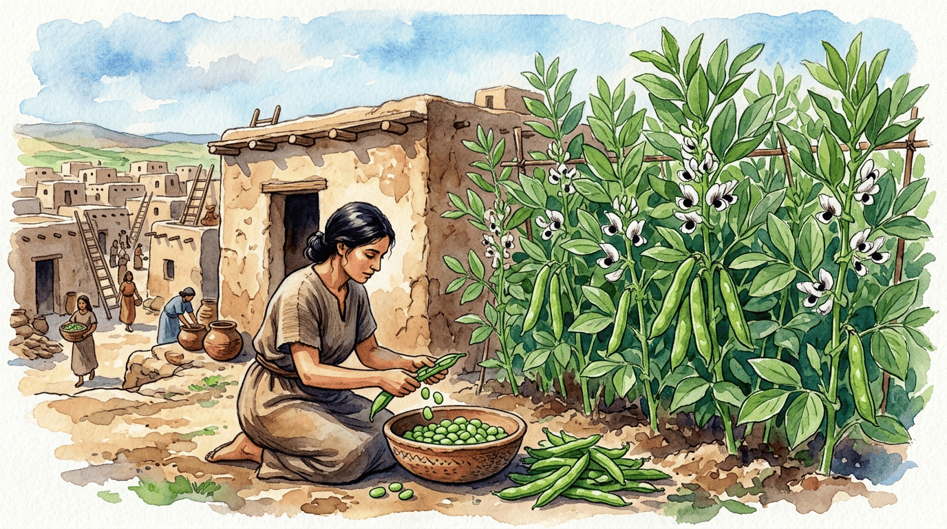 Illustrated historical scene for Fava Bean
