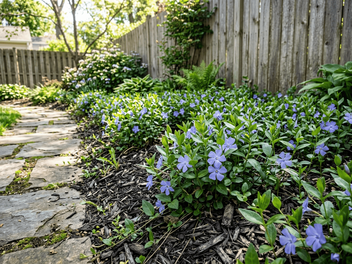 Lesser Periwinkle in a garden setting
