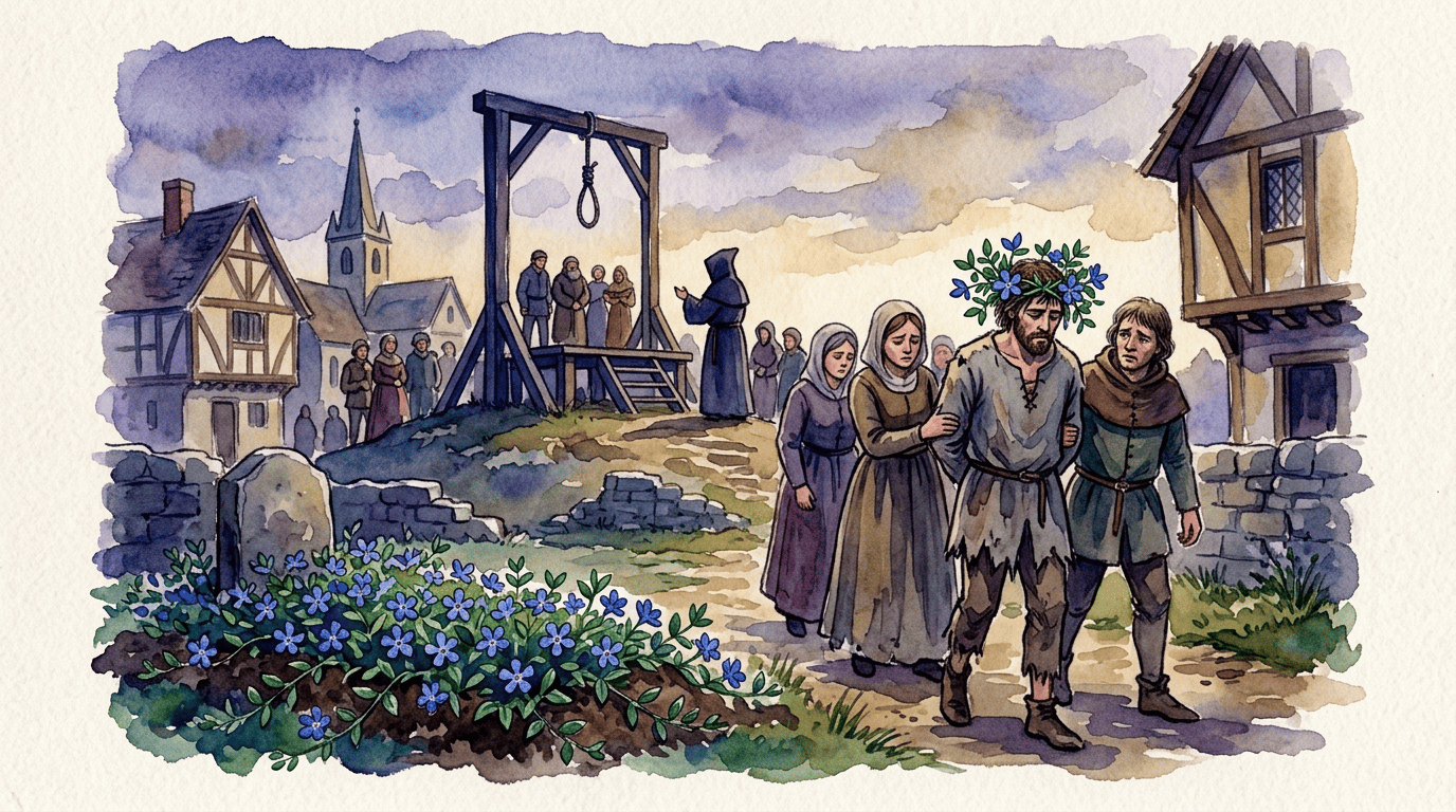 Illustrated historical scene for Lesser Periwinkle