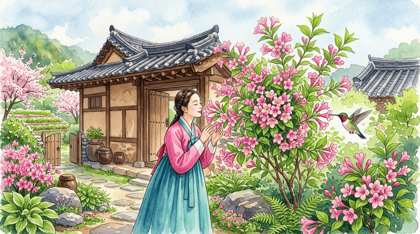 Scena storica illustrata per Weigelia precoce