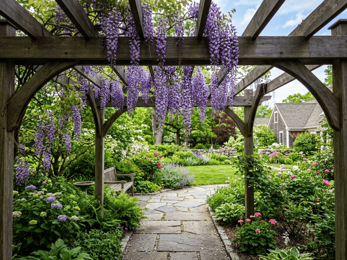Japanese Wisteria in a garden setting