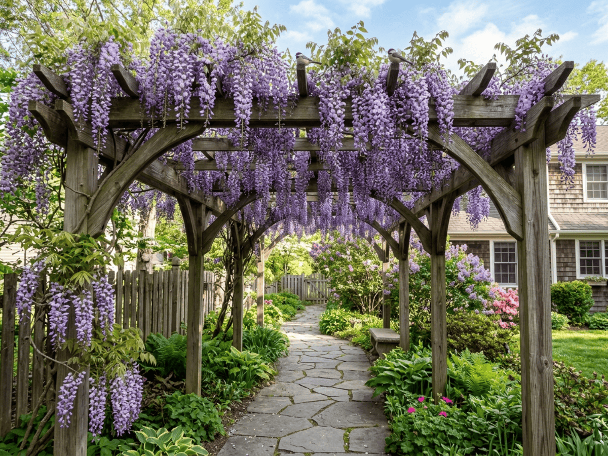 Chinese Wisteria in a garden setting