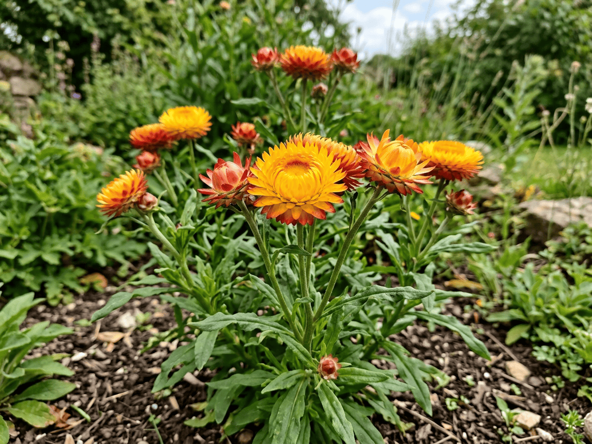 Elicriso bratteato (Xerochrysum bracteatum), pianta intera