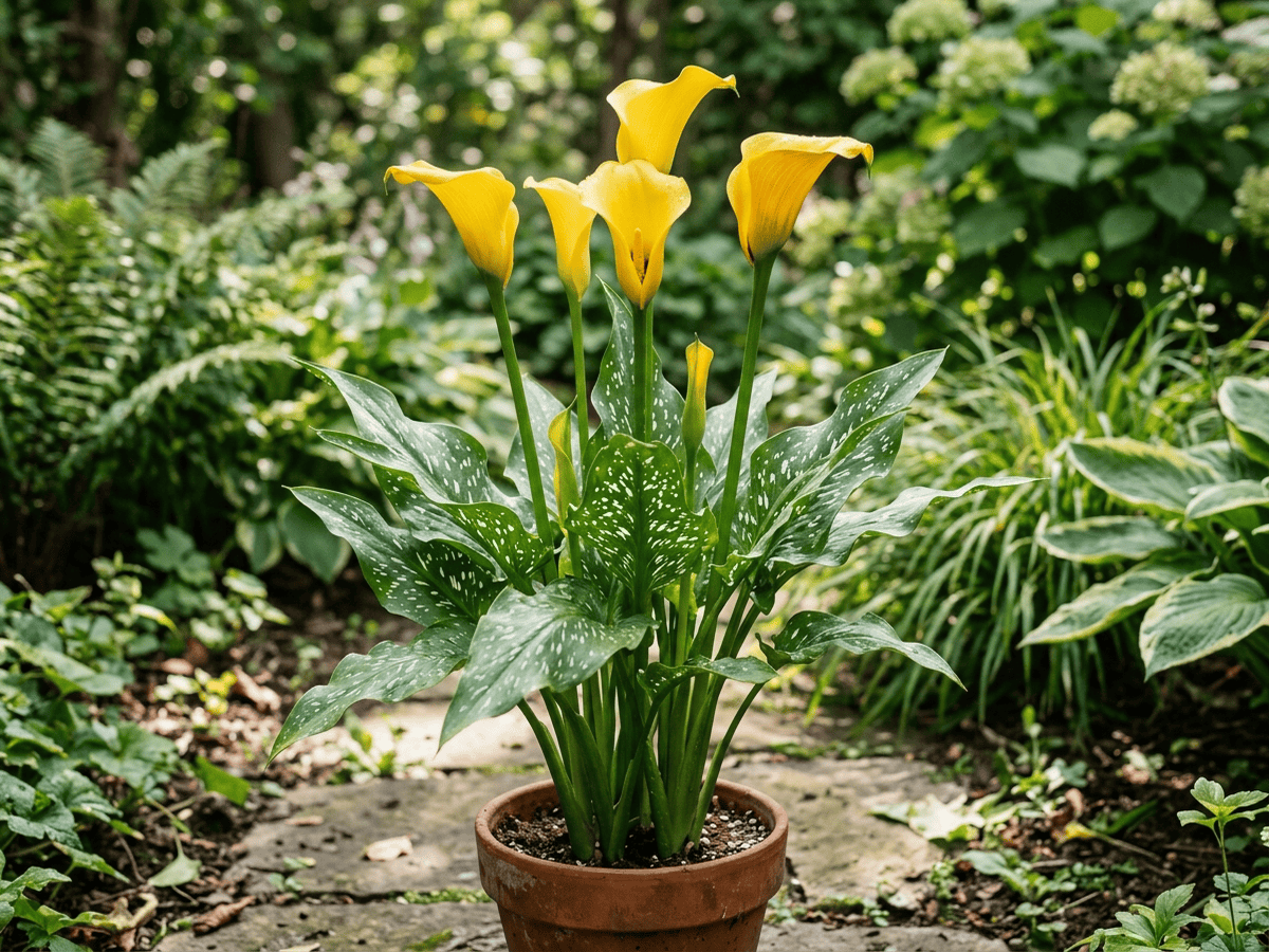キバナカイウ(Zantedeschia elliottiana)の全体像