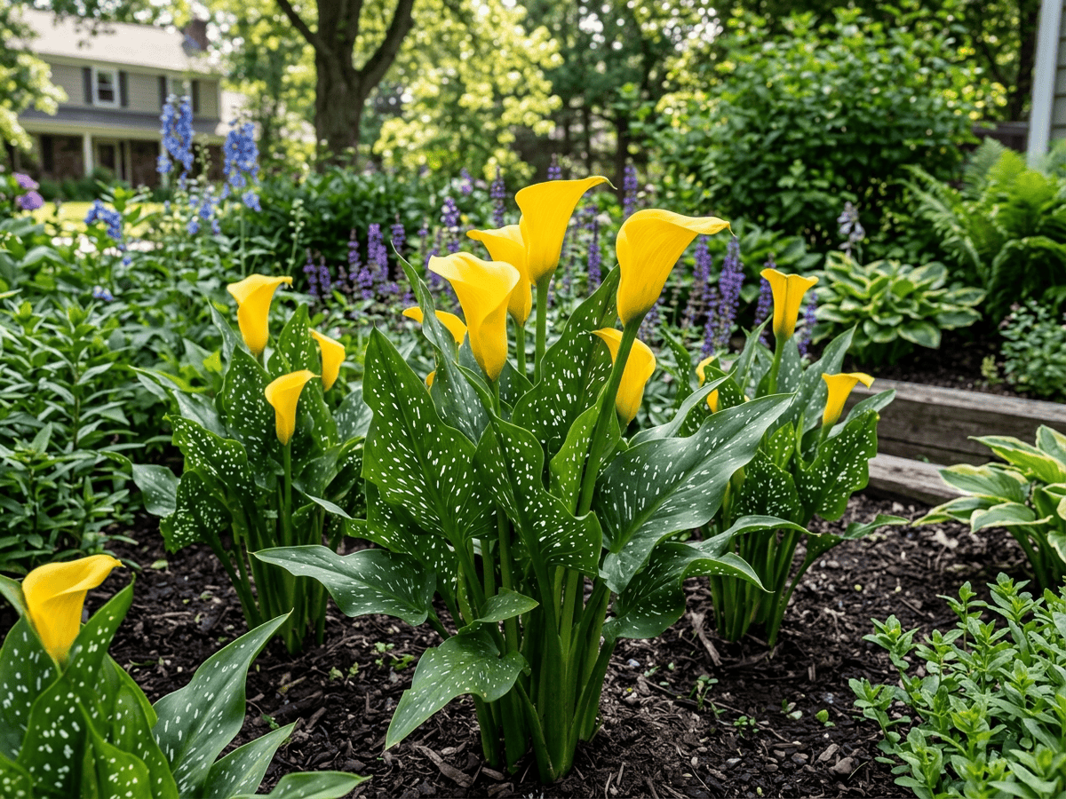 Calla gialla in giardino