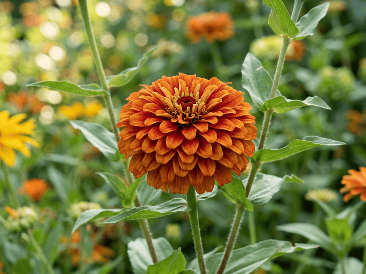 Mexican Zinnia — close-up of leaves and flowers
