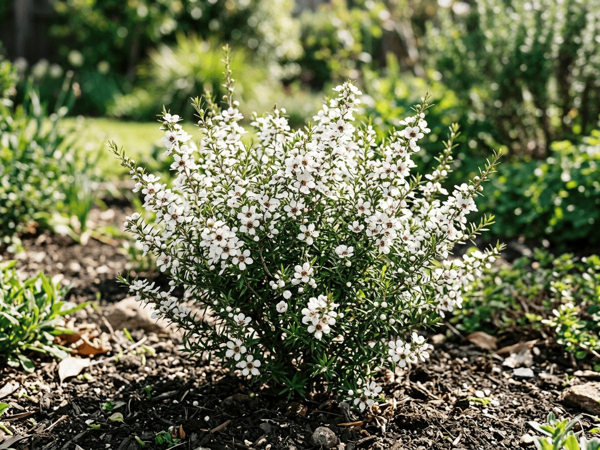 Südseemyrte (Leptospermum scoparium), ganze Pflanze