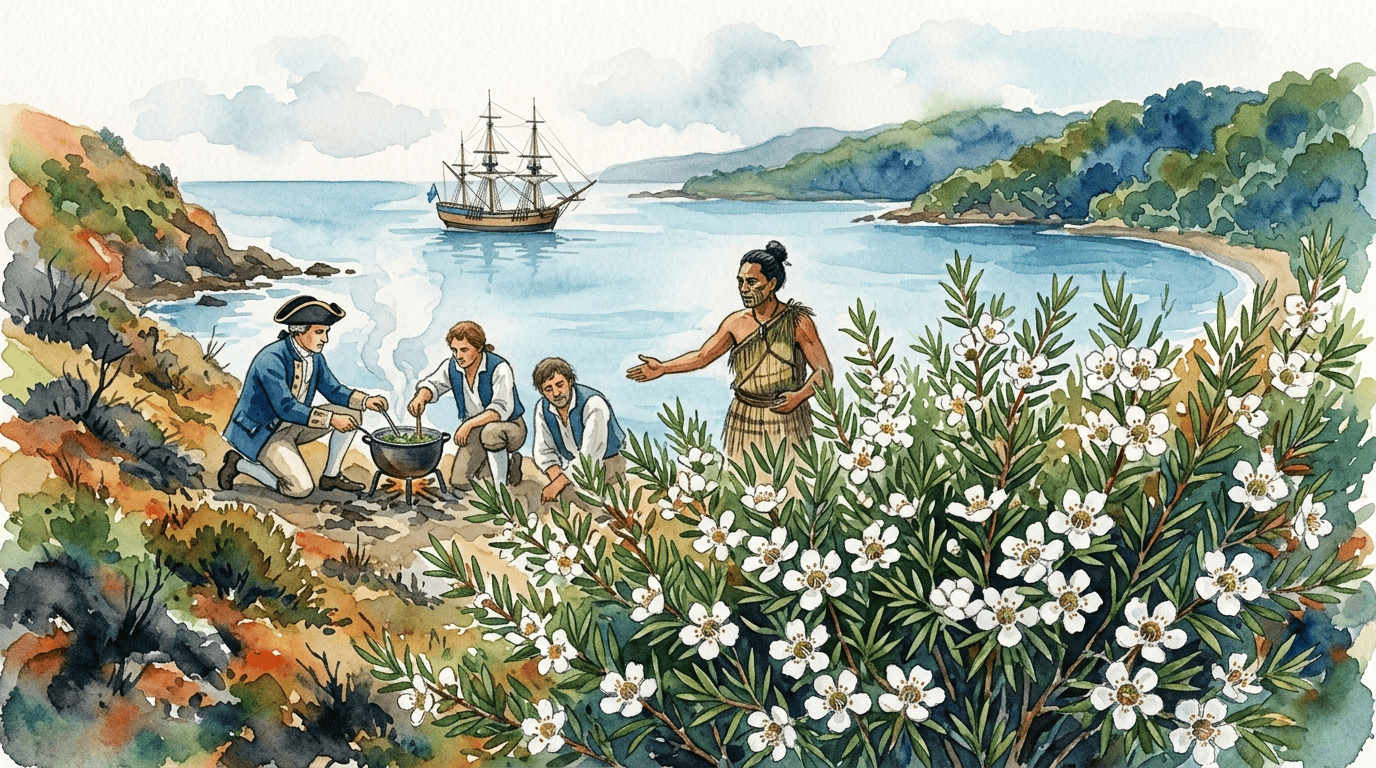 Illustrierte historische Szene zu Südseemyrte