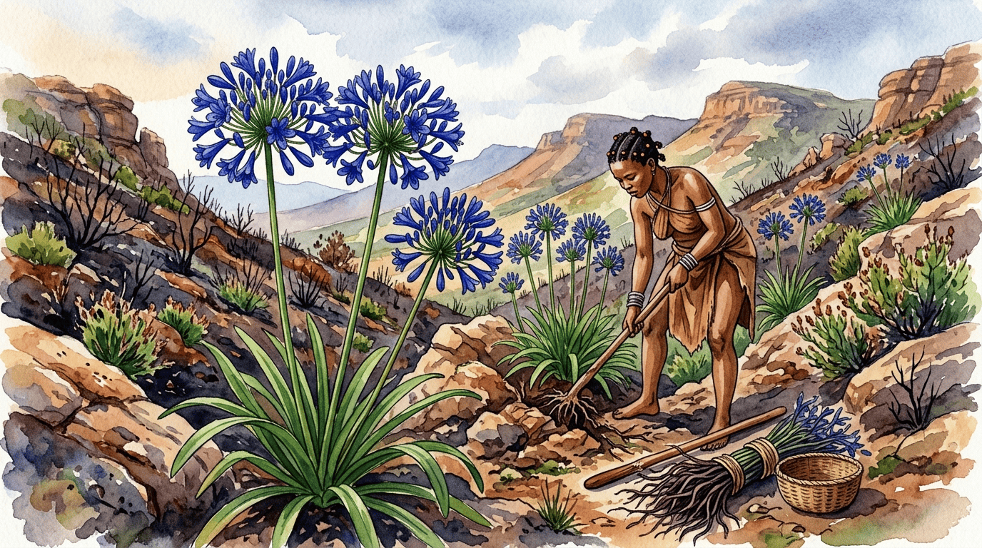 Escena histórica ilustrada de Agapanto