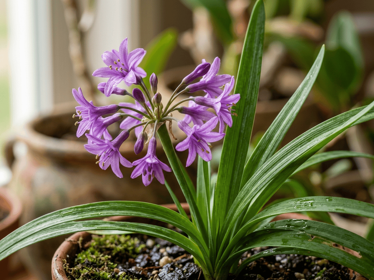 Ajo de sociedad — primer plano de hojas y flores