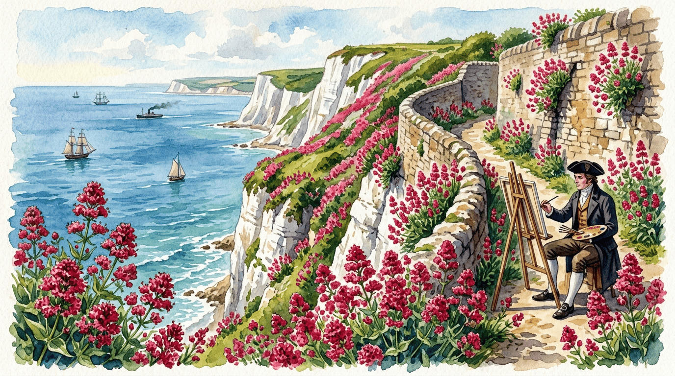 Illustrated historical scene for Red Valerian