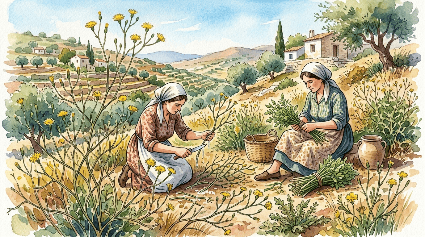 Illustrierte historische Szene zu Binsen-Knorpellattich