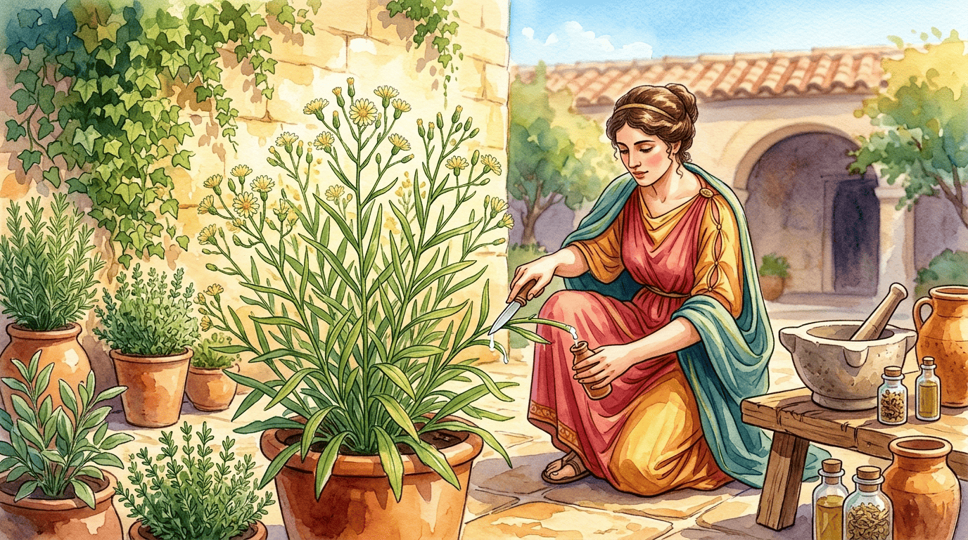 Escena histórica ilustrada de Lechuga silvestre
