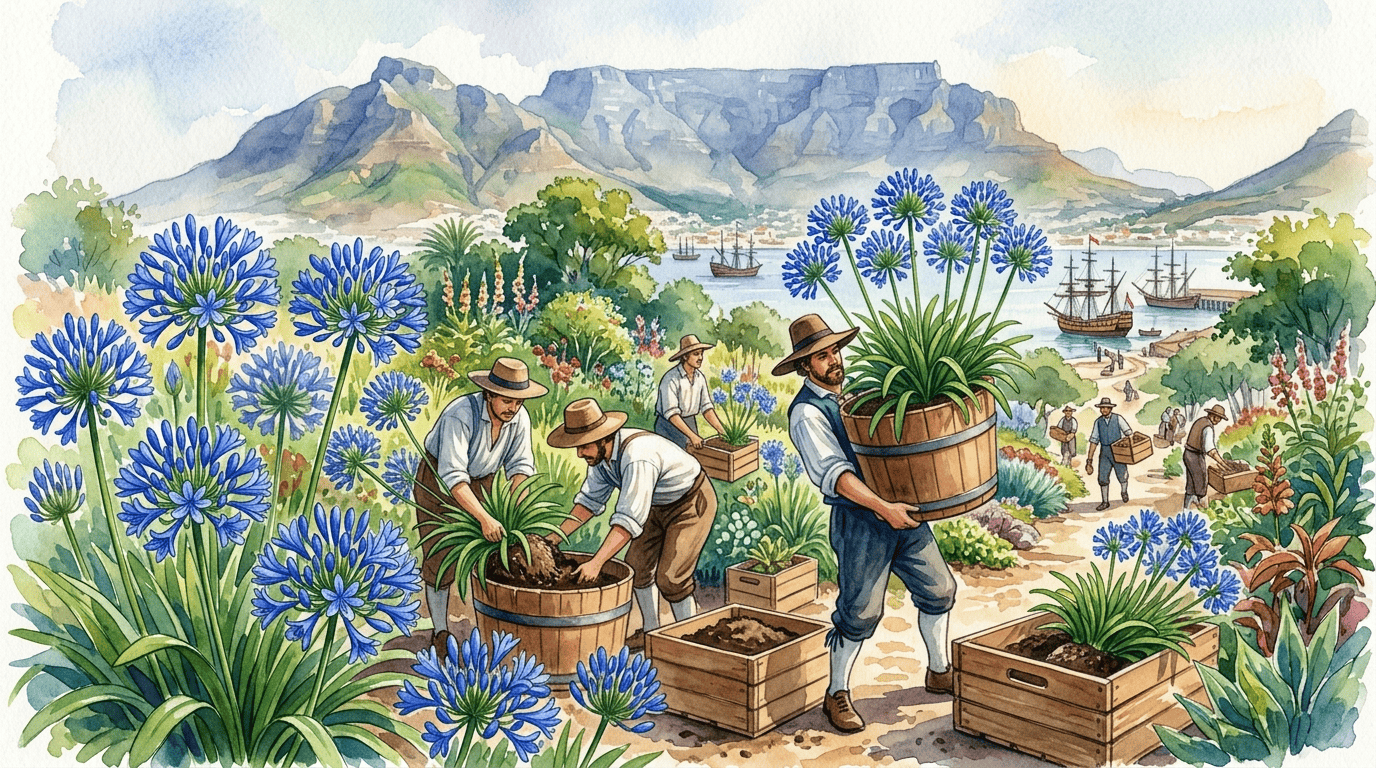 Illustrated historical scene for Common Agapanthus