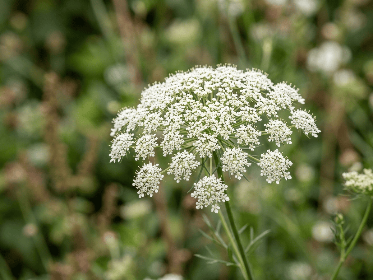 Falsches Bischofskraut — Nahaufnahme von Blättern und Blüten