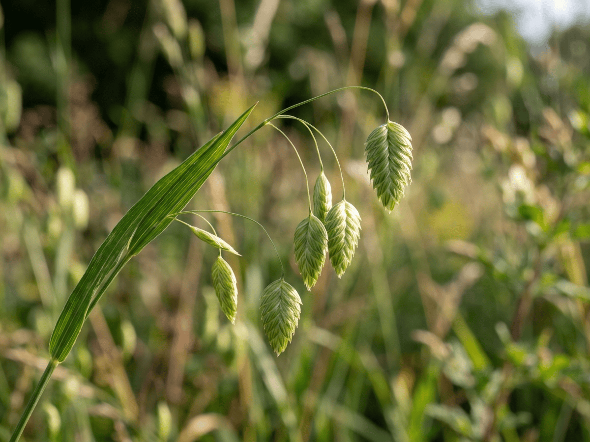 Greater Quaking Grass — close-up of leaves and flowers