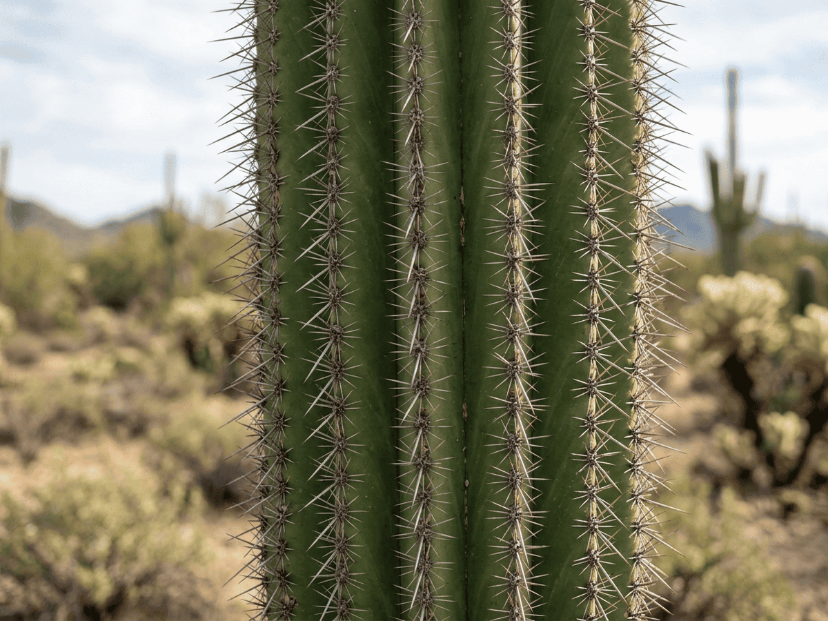 Saguaro — Nahaufnahme von Blättern und Blüten
