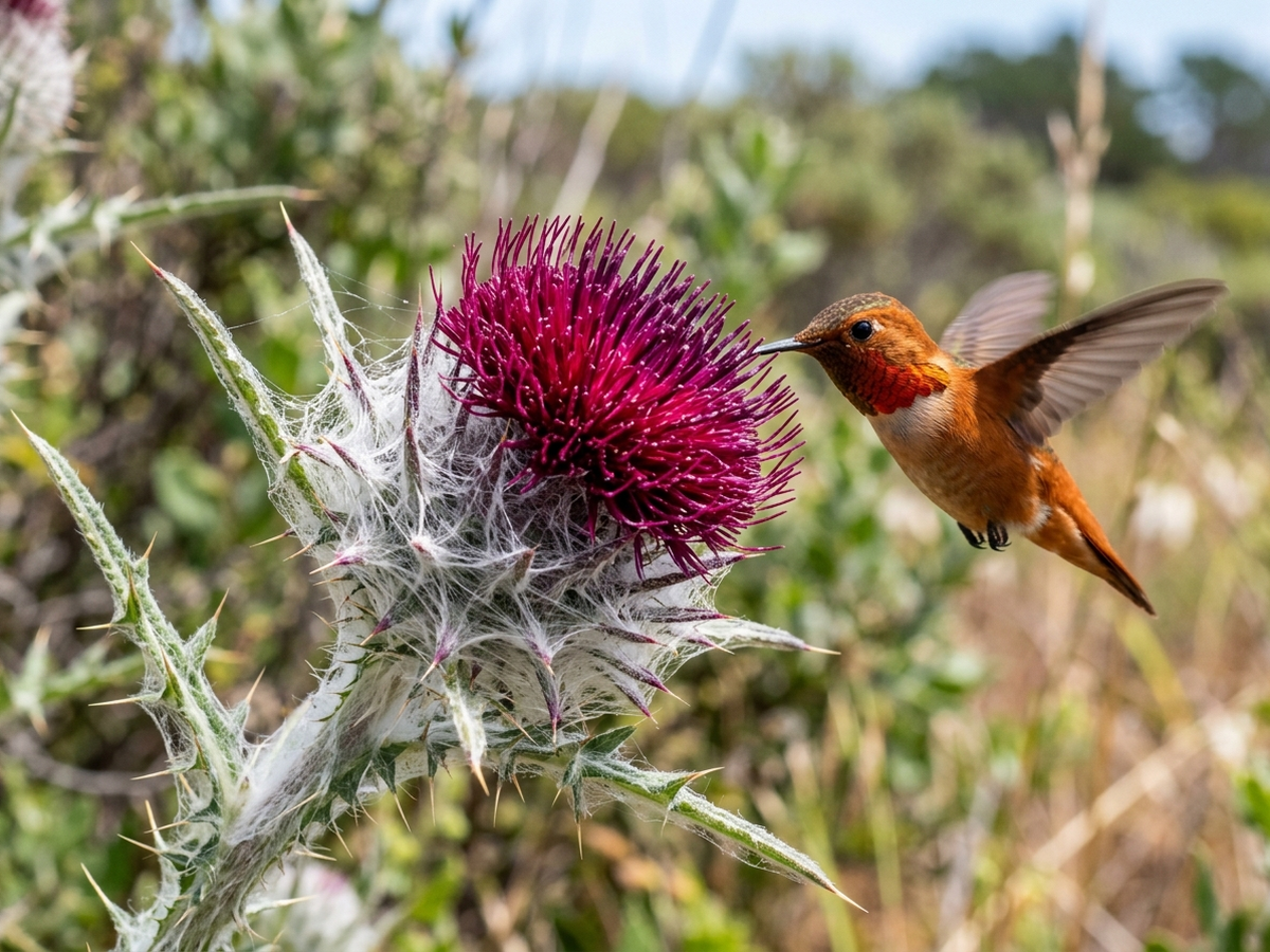 Cobwebby Thistle — close-up of leaves and flowers