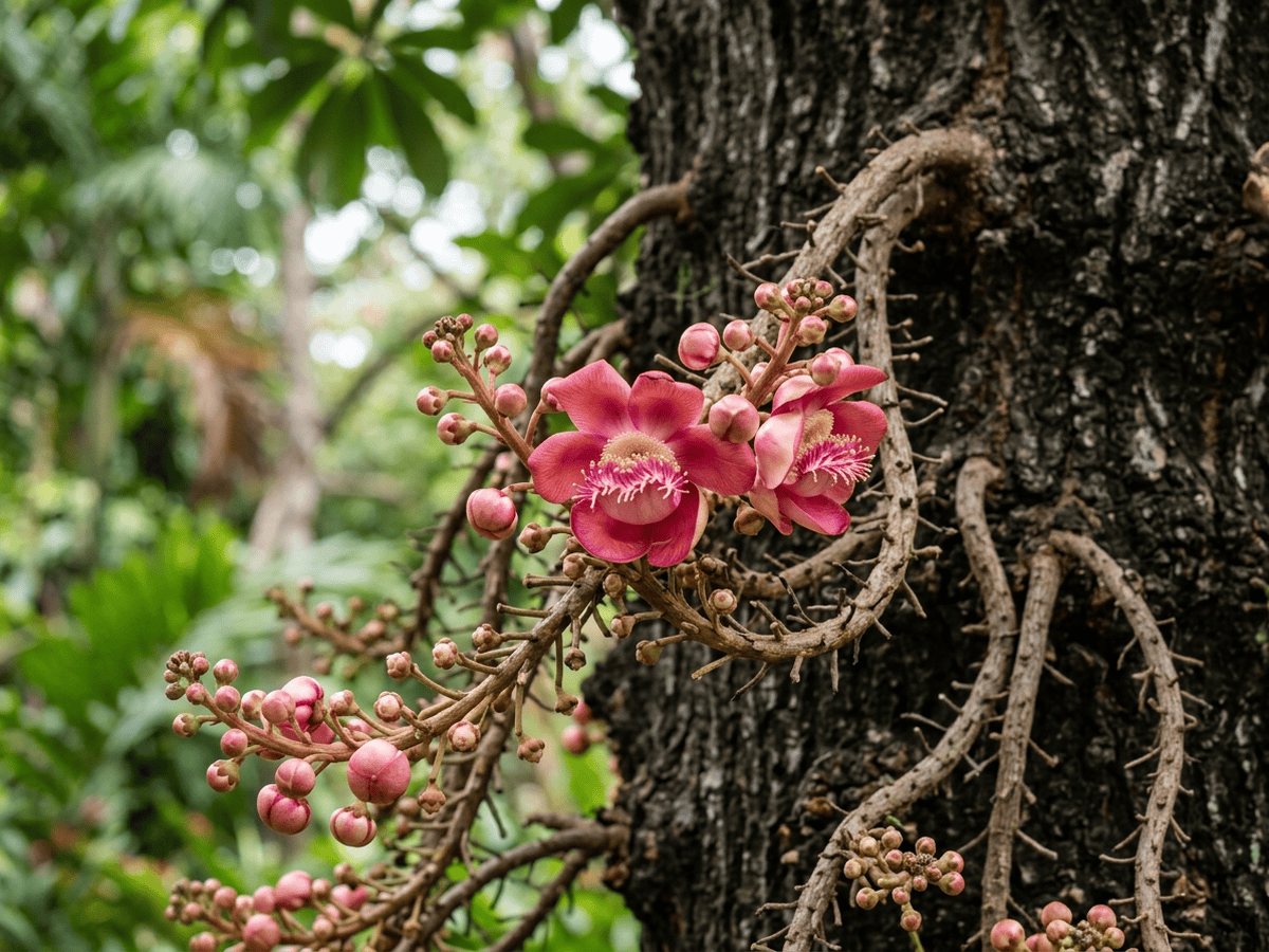 Kanonenkugelbaum — saisonales Erscheinungsbild