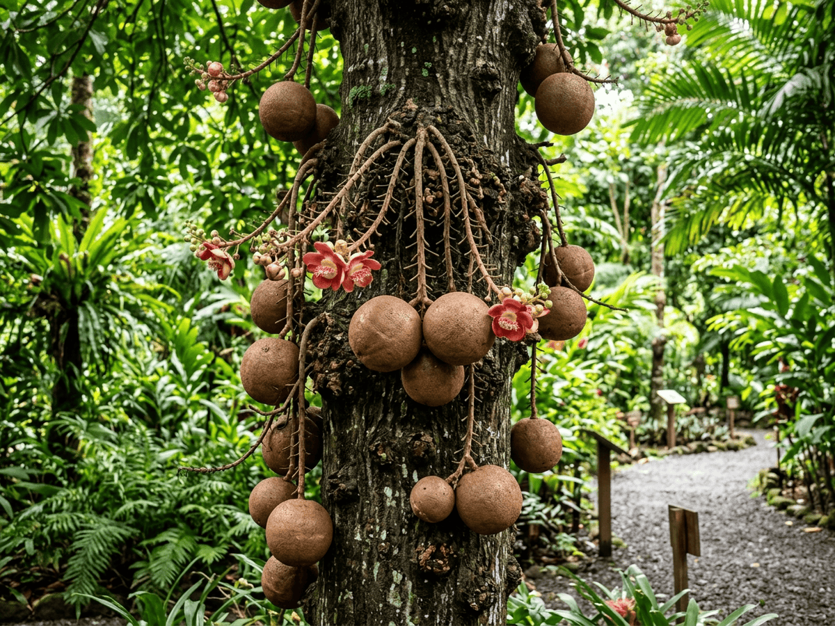 Kanonenkugelbaum im Garten