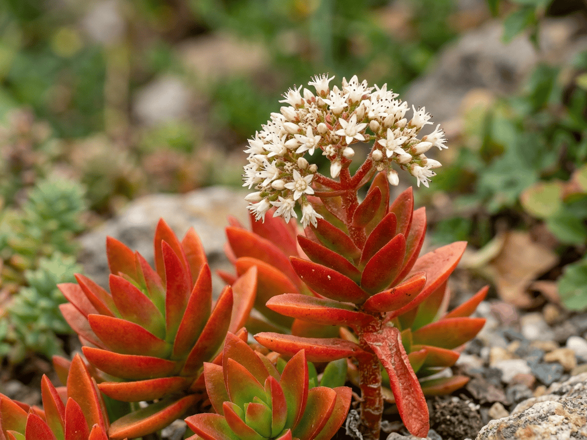 Crassula capitella — saisonales Erscheinungsbild