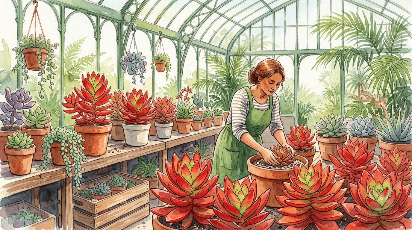 Illustrierte historische Szene zu Crassula capitella