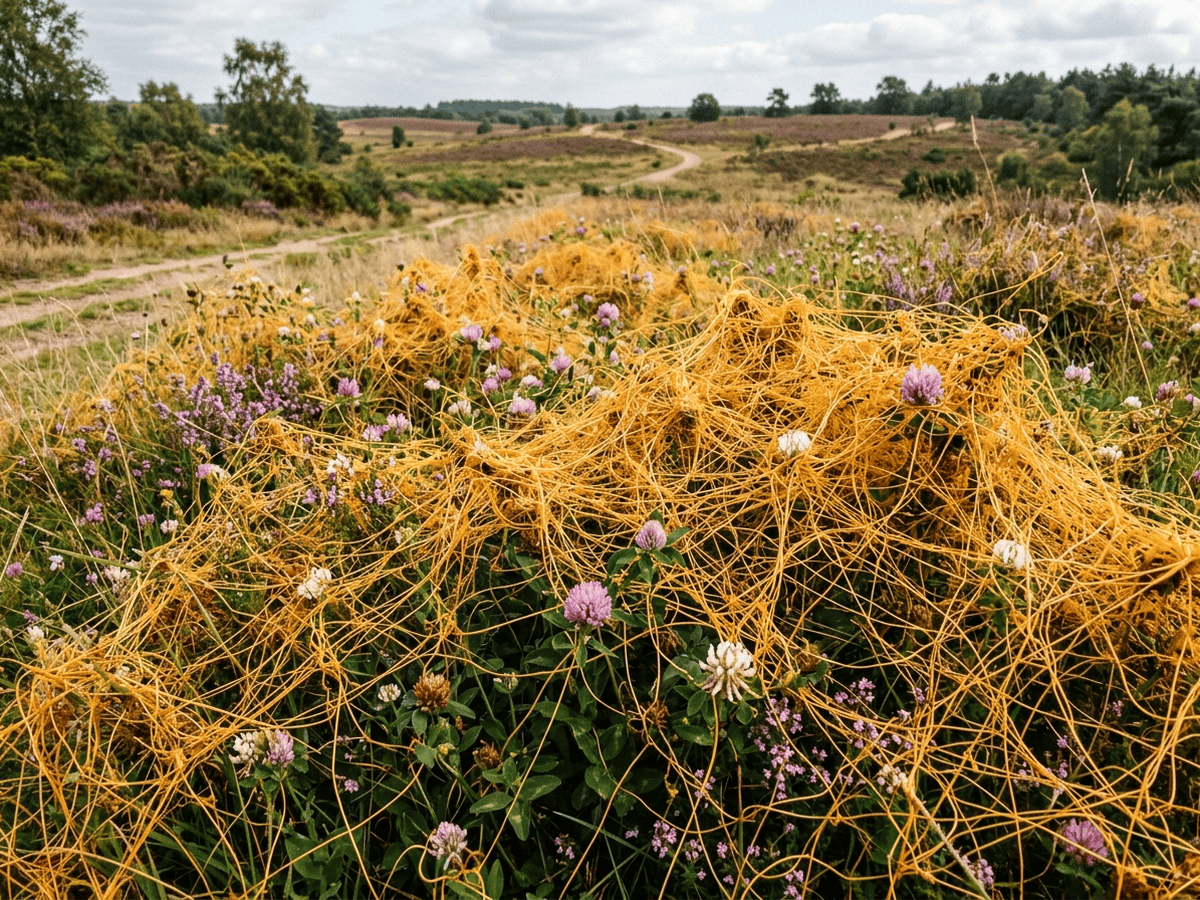 Cuscuta del tomillo en un jardín