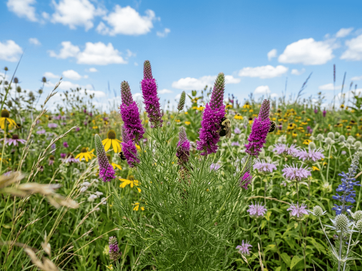 Purple Prairie Clover in a garden setting