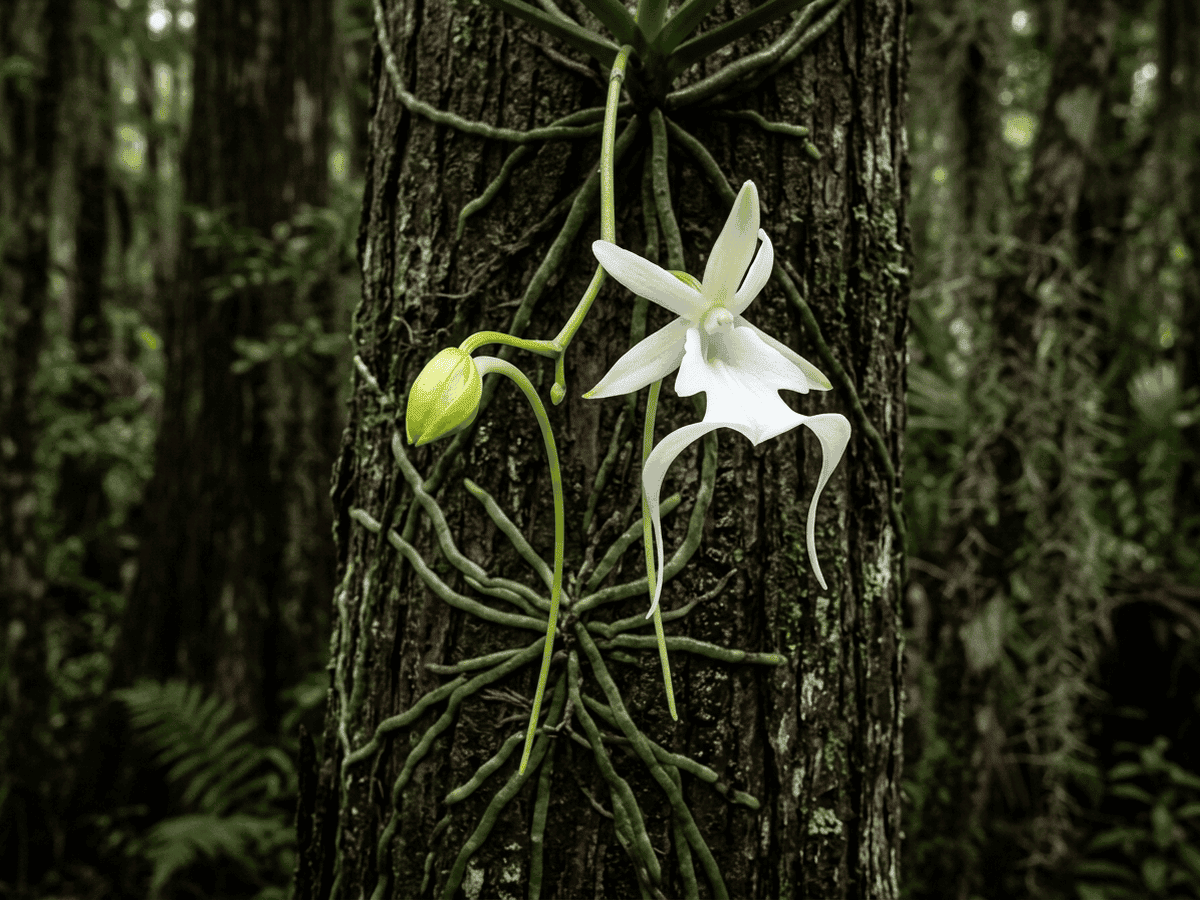 Orchidée fantôme — aspect saisonnier