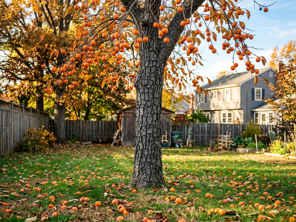 American Persimmon in a garden setting
