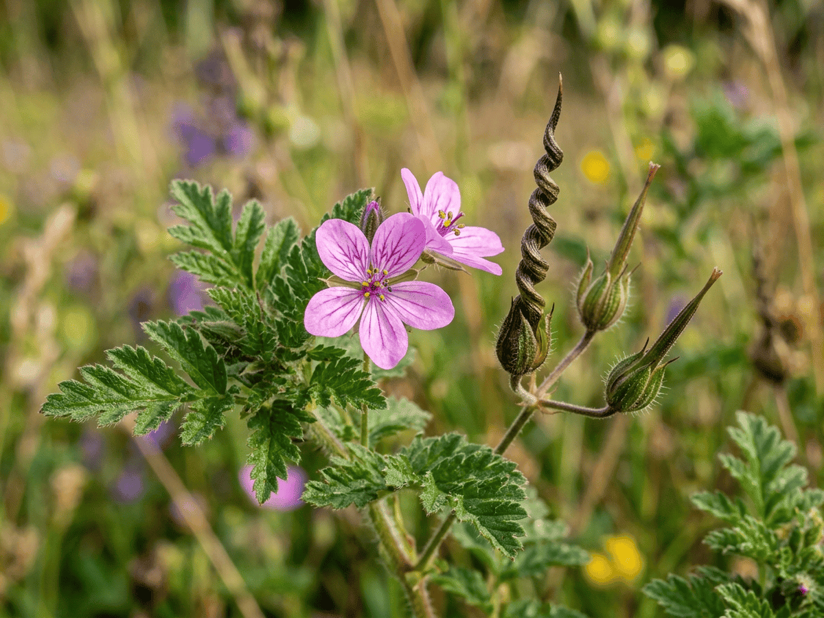 Redstem Stork's-bill — close-up of leaves and flowers